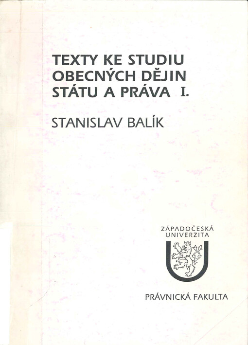 Texty ke studiu obecných dějin státu a práva I.