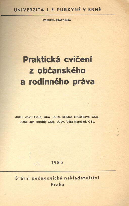 Praktická cvičení z občanského a rodinného práva