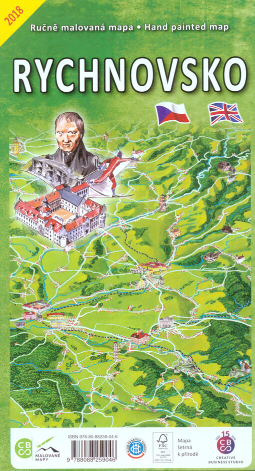 Ručně malovaná mapa Rychnovsko = Hand painted map Rychnovsko