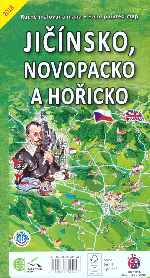 Ručně malovaná mapa Jičínsko, Novopacko a Hořicko = Hand painted map Jičínsko, Novopacko a Hořicko