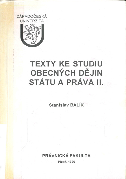 Texty ke studiu obecných dějin státu a práva II.