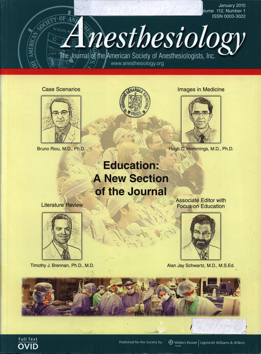 Anesthesiology : the journal of the American Society of Anesthesiologists