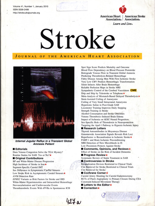 Stroke : a journal of cerebral circulation