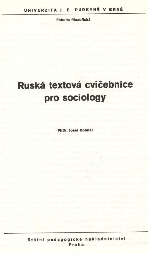 Ruská textová cvičebnice pro sociology