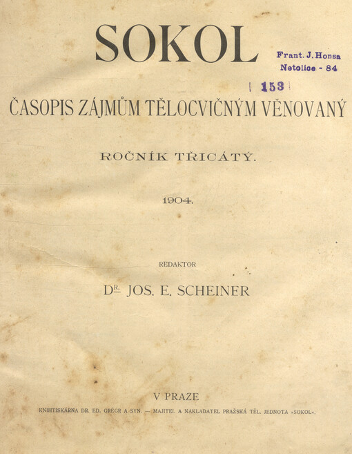 Sokol : časopis zájmům tělocvičným věnovaný