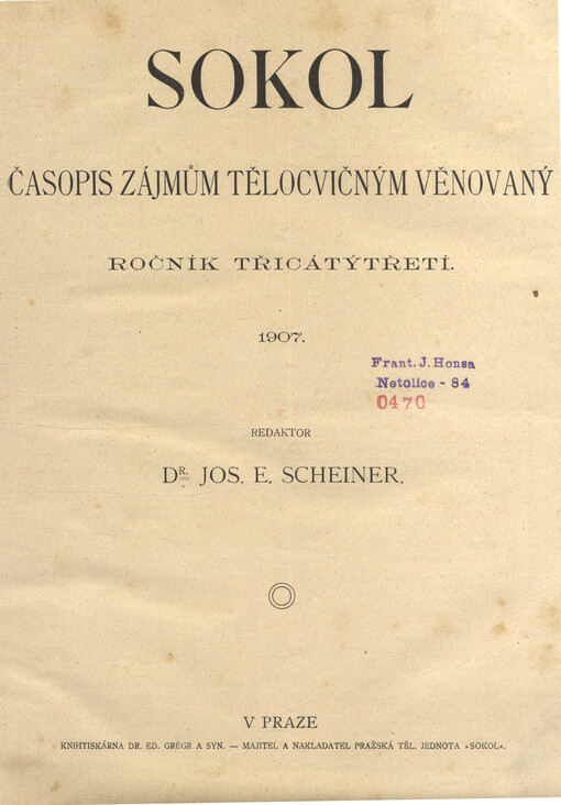 Sokol : časopis zájmům tělocvičným věnovaný