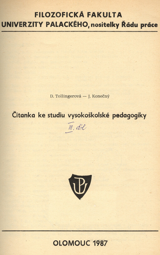 Čítanka ke studiu vysokoškolské pedagogiky