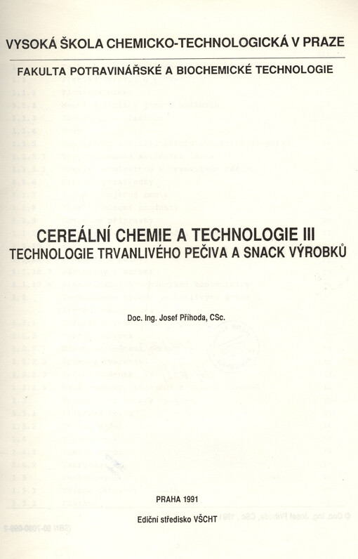 Cereální chemie a technologie: technologie trvanlivého pečiva a snack výrobků