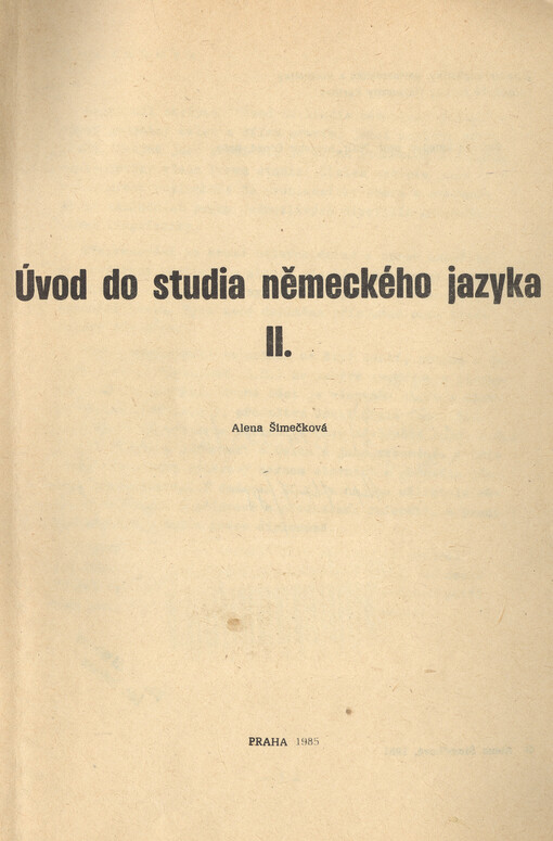 Úvod do studia německého jazyka II