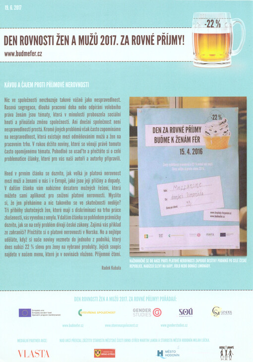 Den rovnosti žen a mužů 2017 : za rovné příjmy!