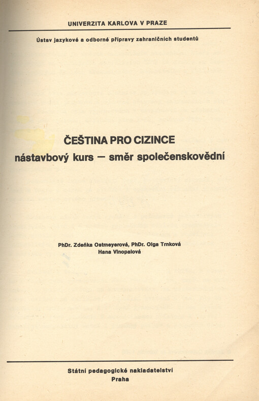 Čeština pro cizince : nástavbový kurs - směr společenskovědní