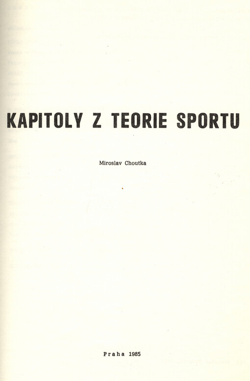 Kapitoly z teorie sportu