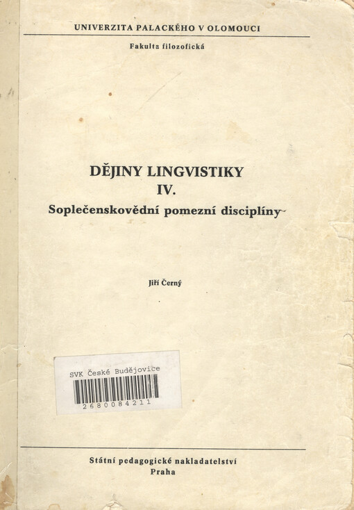 Dějiny lingvistiky. IV., Společenskovědní pomezní disciplíny