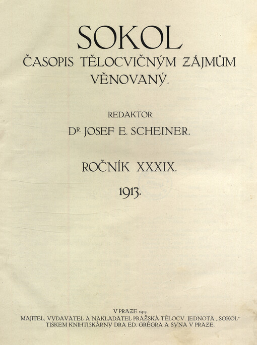 Sokol : časopis zájmům tělocvičným věnovaný