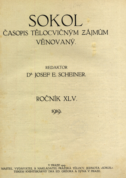 Sokol : časopis zájmům tělocvičným věnovaný