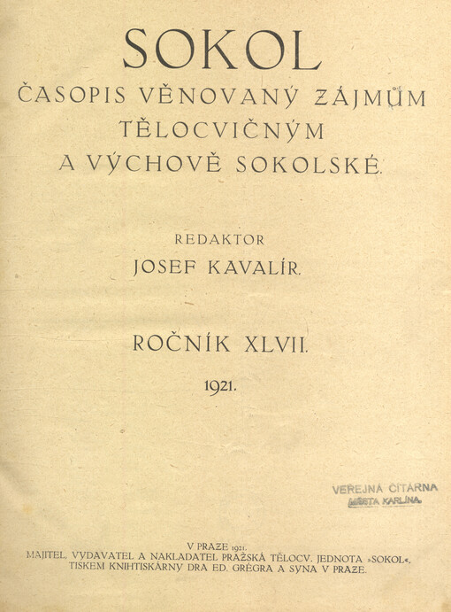 Sokol : časopis zájmům tělocvičným věnovaný