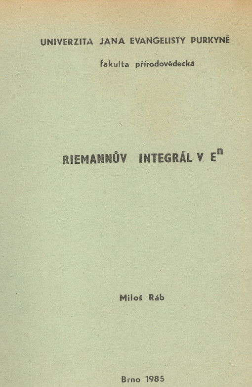 Riemannův integrál v E n