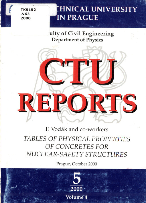 Tables of physical properties of concretes for nuclear-safety sructures [i.e. structures]