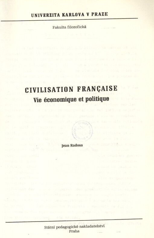 Civilisation française :vie économique et politique