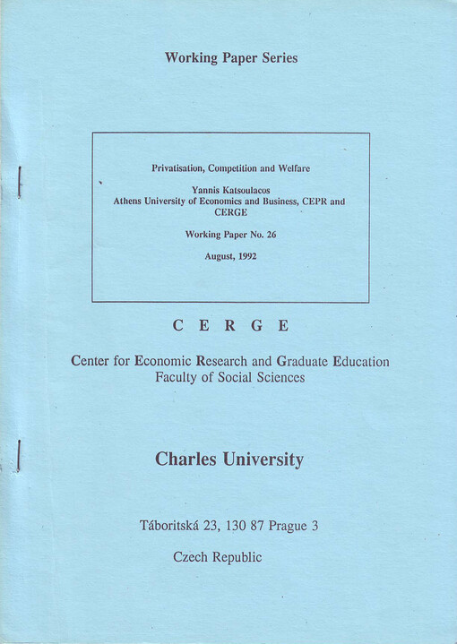 Privatisation, competition and welfare