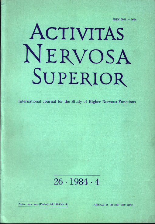 Activitas nervosa superior : international journal for the study of higher nervous functions