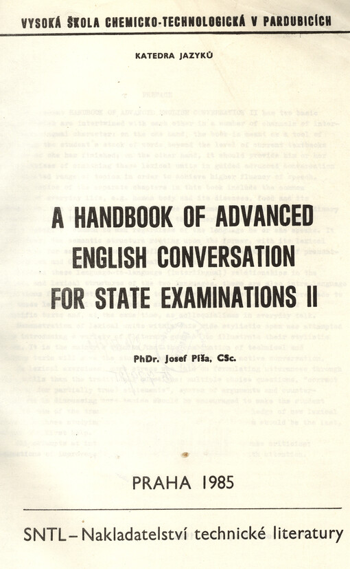 A handbook of advanced English conversation for state examinations II :určeno pro posl. katedry jazyků