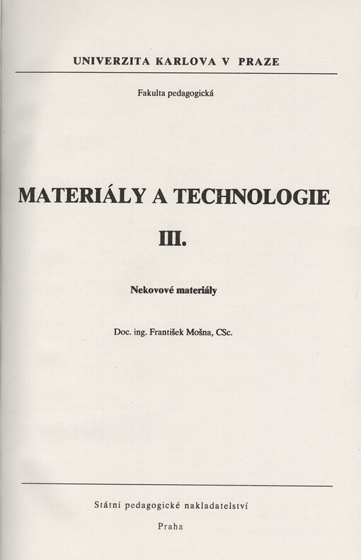 Materiály a technologie III.Nekovové materiály