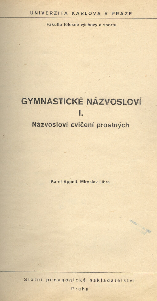 Gymnastické názvosloví. I., Názvosloví cvičení prostných