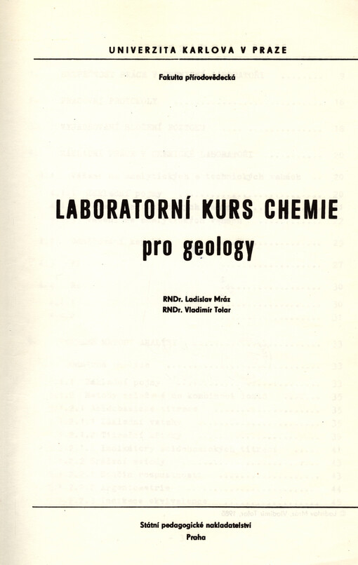 Laboratorní kus chemie : pro geology