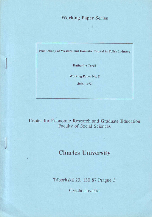 Productivity of western and domestic capital in Polish industry