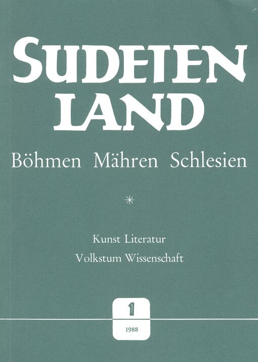 Sudetenland Böhmen, Mähren, Schlesien : Vierteljahresschrift für Kunst, Literatur, Wissenschaft und Volkskultur. Heft 3
