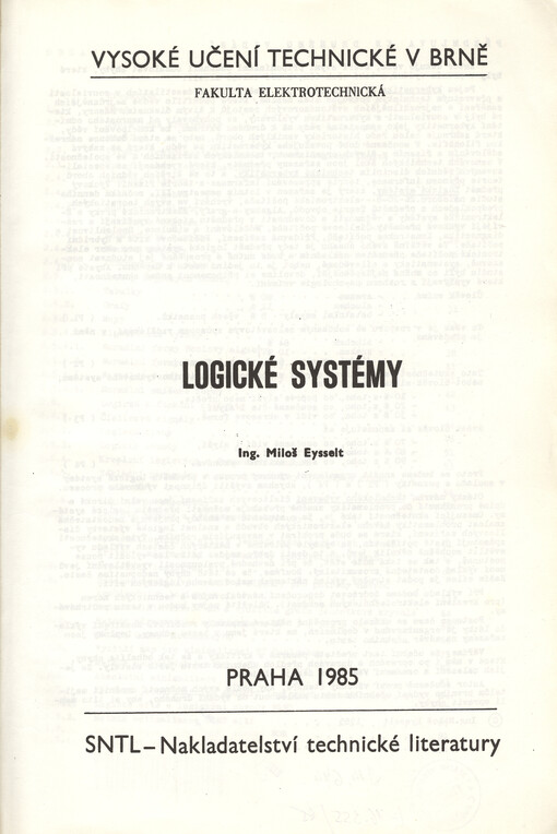 Logické systémy :určeno pro posl. fak. elektrotechn.