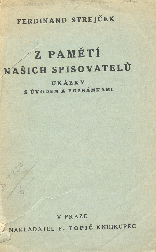 Z pamětí našich spisovatelů : ukázky s úvodem a poznámkami