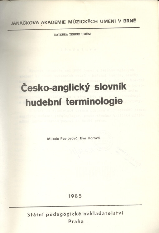 Česko-anglický slovník hudební terminologie