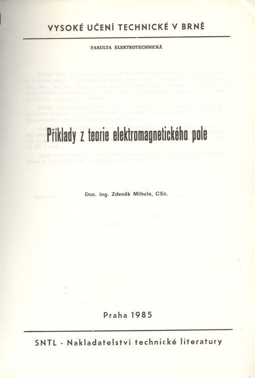 Příklady z teorie elektromagnetického pole