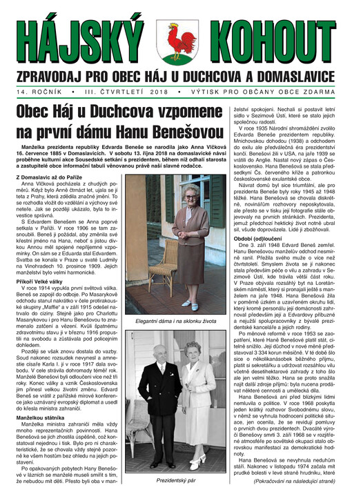 Hájský kohout : zpravodaj pro obec Háj u Duchcova a Domaslavice
