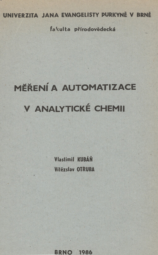 Měření a automatizace v analytické chemii