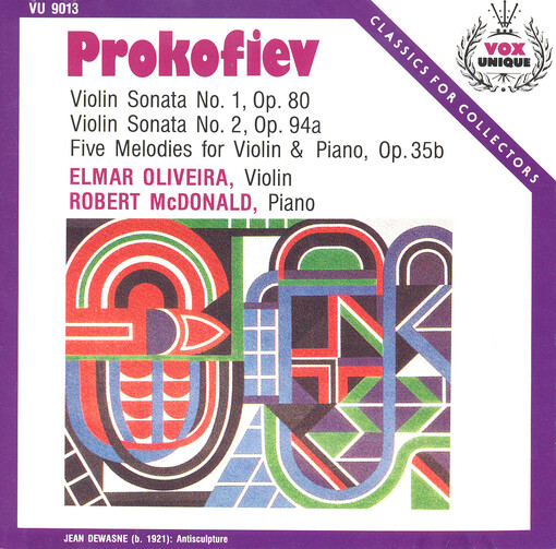 Five melodies for violin and piano, op. 35b Sonata no. 1, for violin and piano in F minor, op. 80 ; Sonata no. 2, for violin and piano in D major, op. 94a