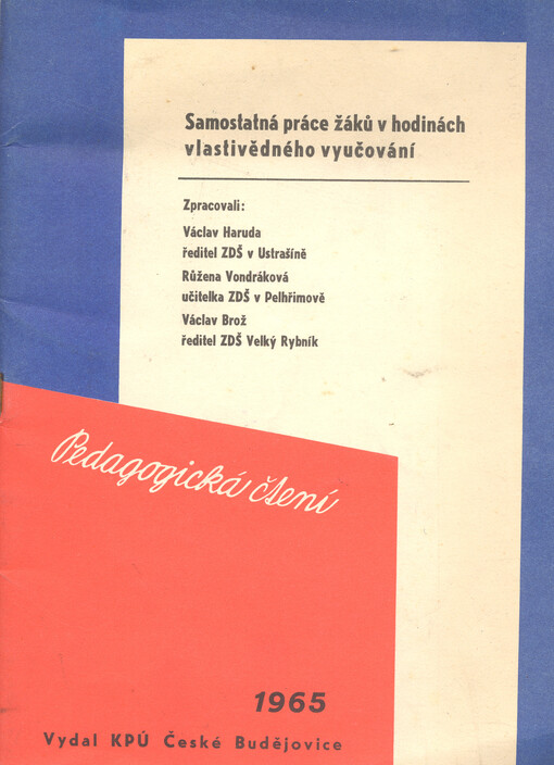 Samostatná práce žáků v hodinách vlastivědného vyučování