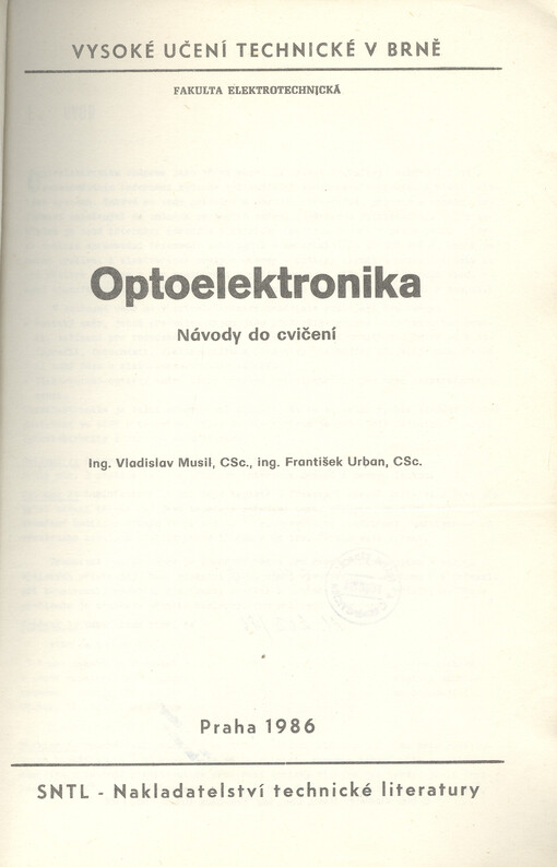 Optoelektronika : návody do cvičení