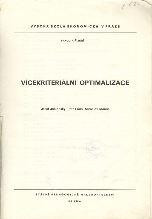 Vícekriteriální optimalizace