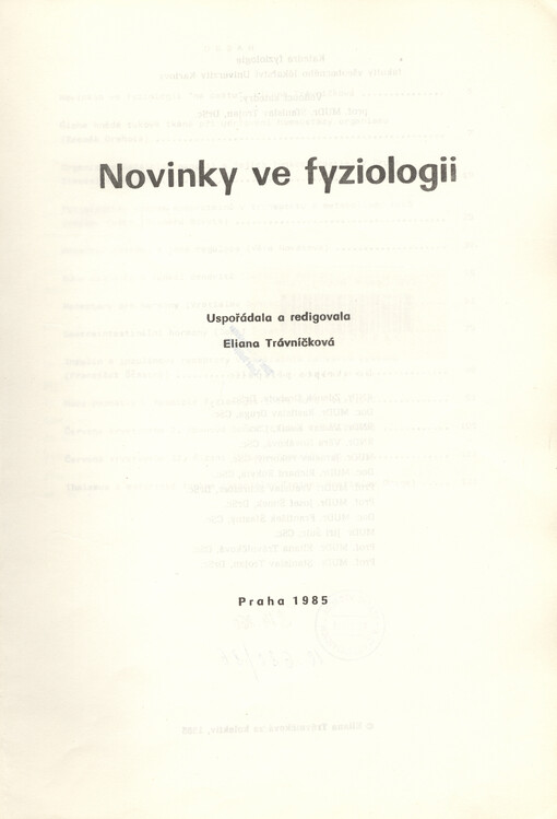 Novinky ve fyziologii :skripta pro posl. fak. všeobecného lék. Univ. Karlovy