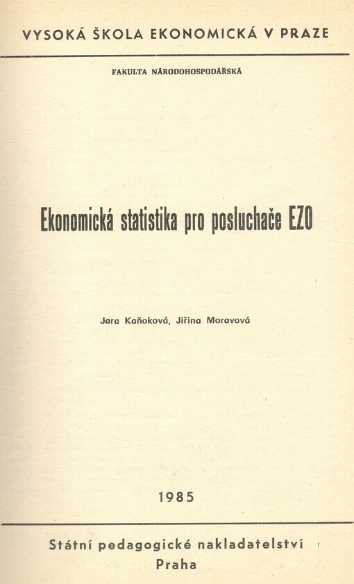 Ekonomická statistika pro posluchače EZO