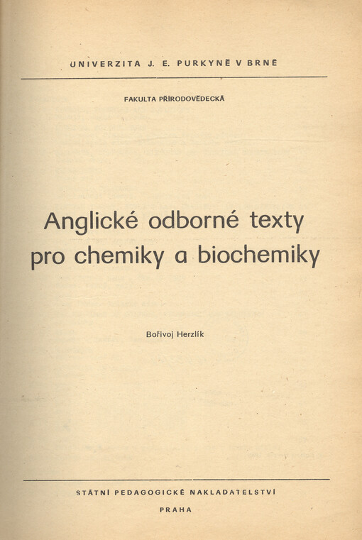 Anglické odborné texty pro chemiky a biochemiky