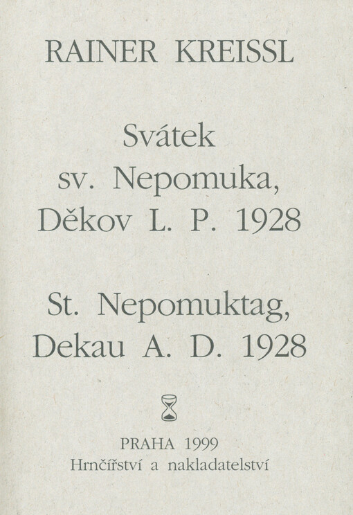 Svátek sv. Nepomuka, Děkov L.P. 1928 =St. Nepomuktag, Dekau A.D. 1928