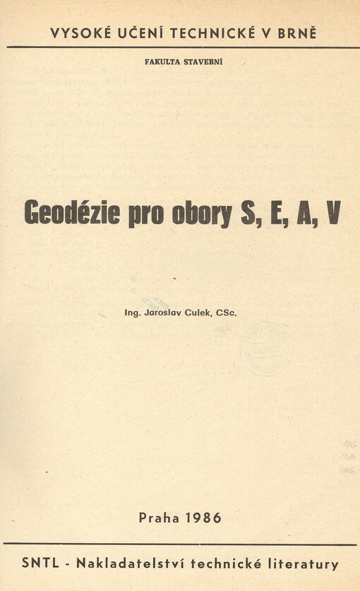 Geodézie pro obory S, E, A, V