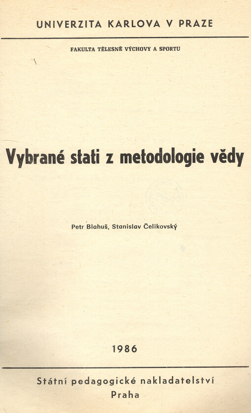 Vybrané stati z metodologie vědy