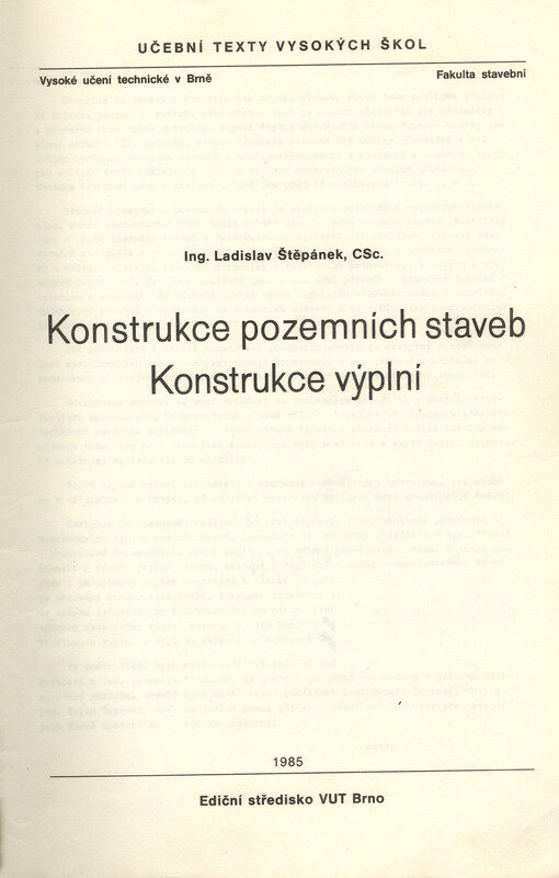 Konstrukce pozemních staveb : konstrukce výplní