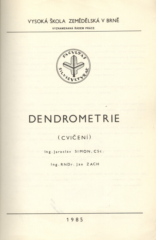 Dendrometrie : (cvičení)