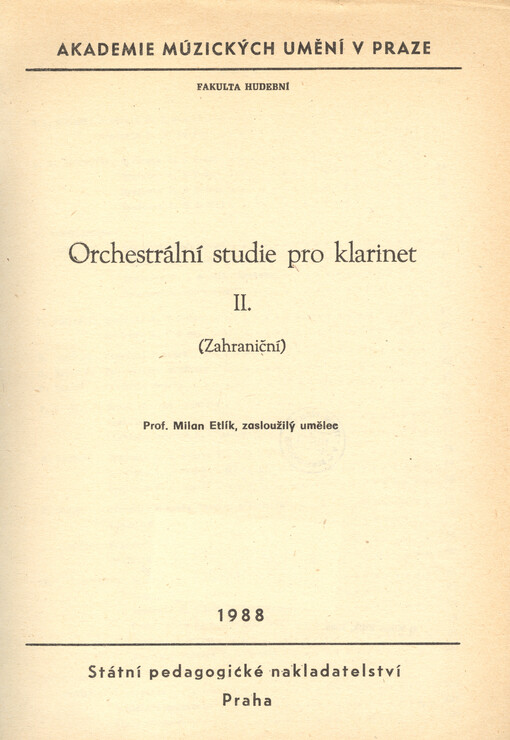 Orchestrální studie pro klarinet II. : zahraniční
